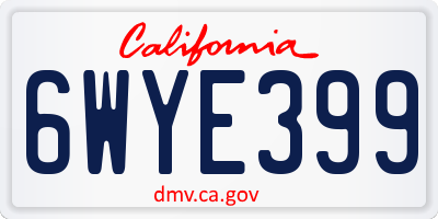 CA license plate 6WYE399