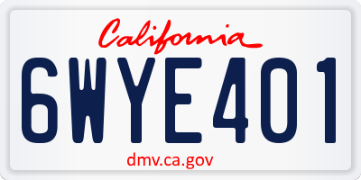 CA license plate 6WYE401