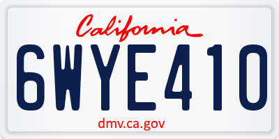 CA license plate 6WYE410