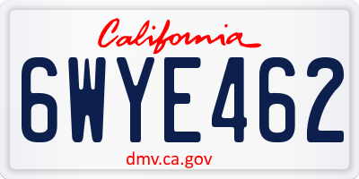 CA license plate 6WYE462