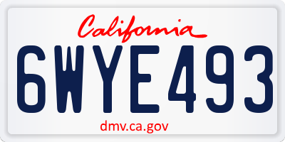 CA license plate 6WYE493