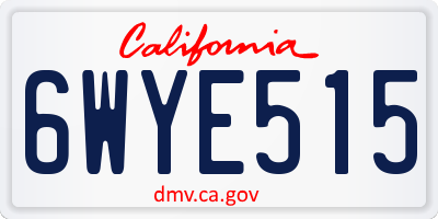 CA license plate 6WYE515