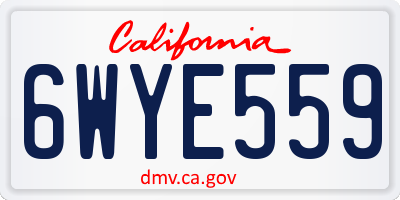 CA license plate 6WYE559