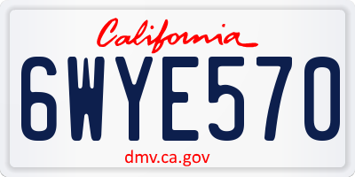 CA license plate 6WYE570