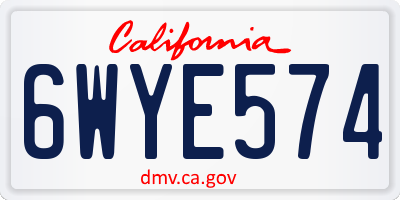 CA license plate 6WYE574