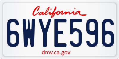 CA license plate 6WYE596