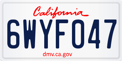 CA license plate 6WYF047