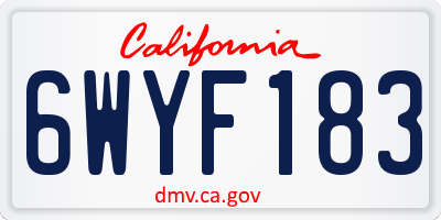 CA license plate 6WYF183