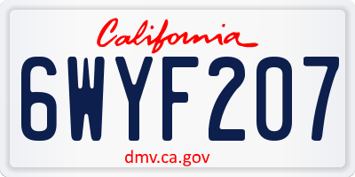 CA license plate 6WYF207