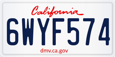 CA license plate 6WYF574