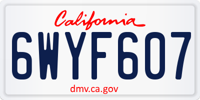 CA license plate 6WYF607