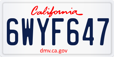 CA license plate 6WYF647