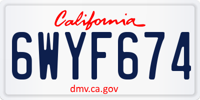 CA license plate 6WYF674
