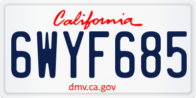 CA license plate 6WYF685