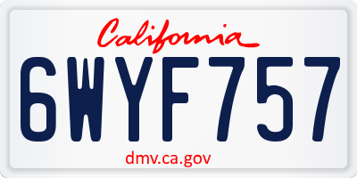 CA license plate 6WYF757