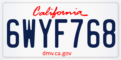 CA license plate 6WYF768