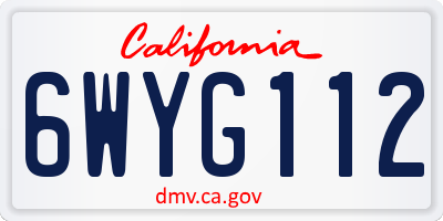 CA license plate 6WYG112