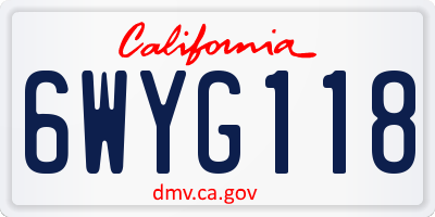 CA license plate 6WYG118