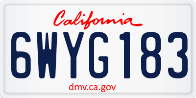 CA license plate 6WYG183
