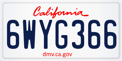 CA license plate 6WYG366