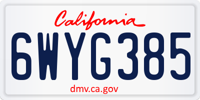 CA license plate 6WYG385
