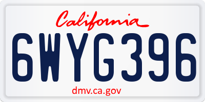 CA license plate 6WYG396