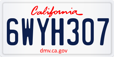 CA license plate 6WYH307