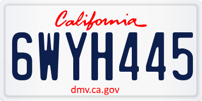 CA license plate 6WYH445