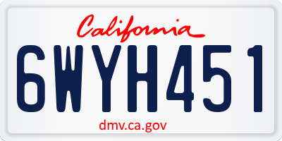 CA license plate 6WYH451