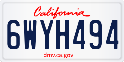 CA license plate 6WYH494