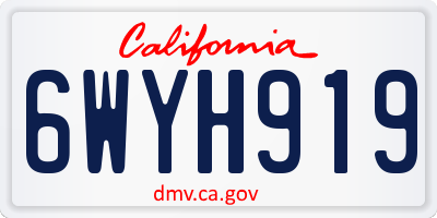CA license plate 6WYH919