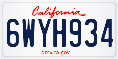 CA license plate 6WYH934