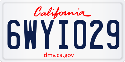 CA license plate 6WYI029