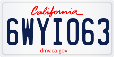 CA license plate 6WYI063