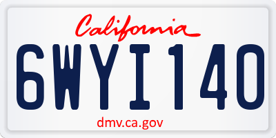 CA license plate 6WYI140