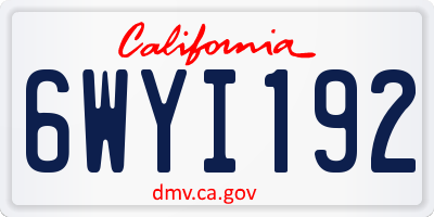 CA license plate 6WYI192