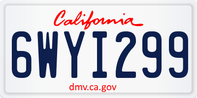 CA license plate 6WYI299