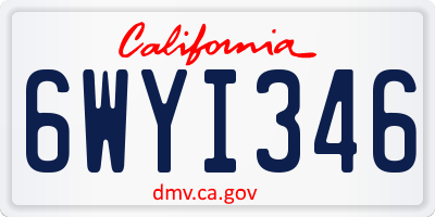 CA license plate 6WYI346