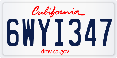 CA license plate 6WYI347