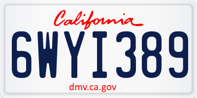 CA license plate 6WYI389