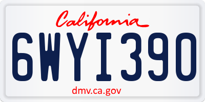 CA license plate 6WYI390