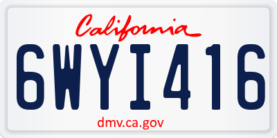 CA license plate 6WYI416