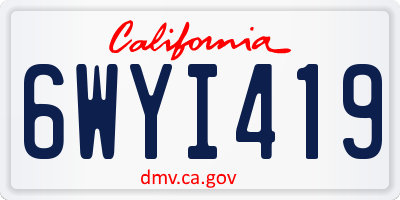 CA license plate 6WYI419