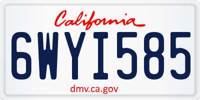 CA license plate 6WYI585