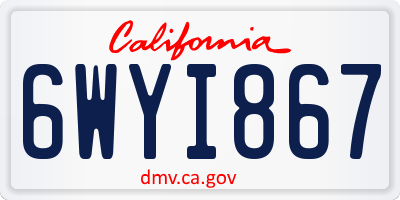 CA license plate 6WYI867