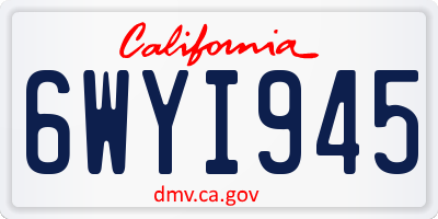 CA license plate 6WYI945