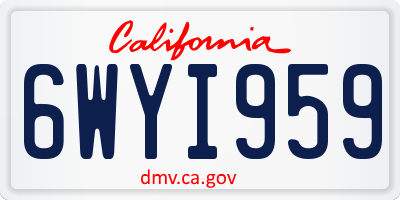 CA license plate 6WYI959