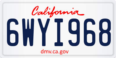 CA license plate 6WYI968