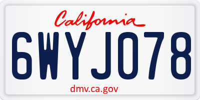 CA license plate 6WYJ078