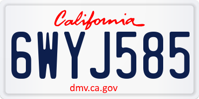 CA license plate 6WYJ585